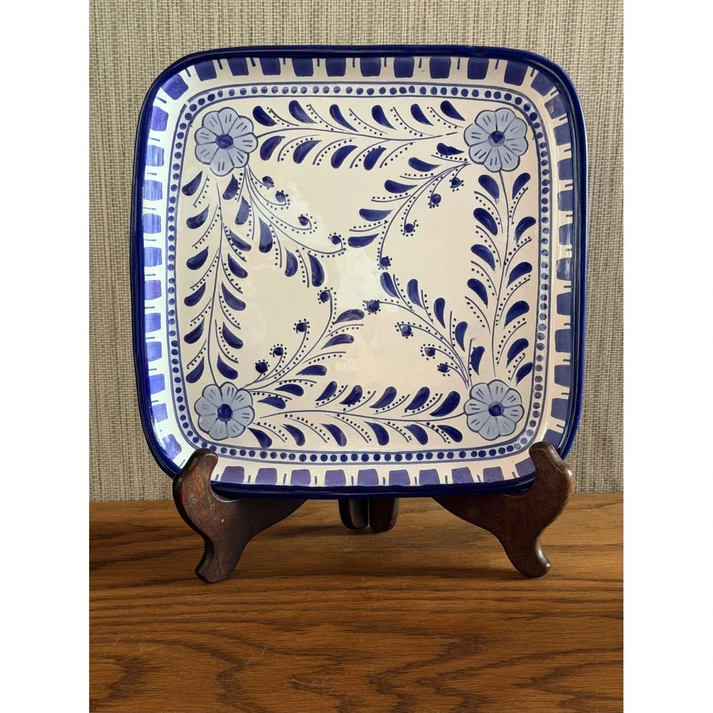 Le Souk Ceramique Blue White Square 9.75